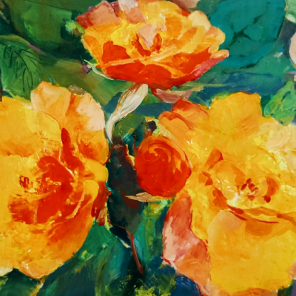 Yellow Roses In Acrylics
